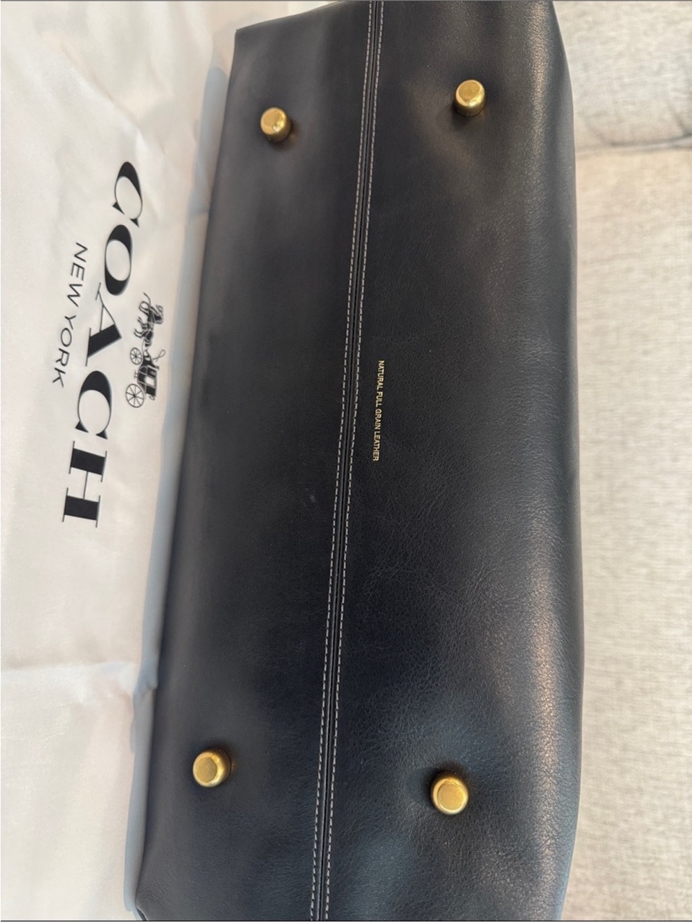 New Coach Black Leather Empire Carryall Bag 40 with Gold Hardware - Picture 9 of 10